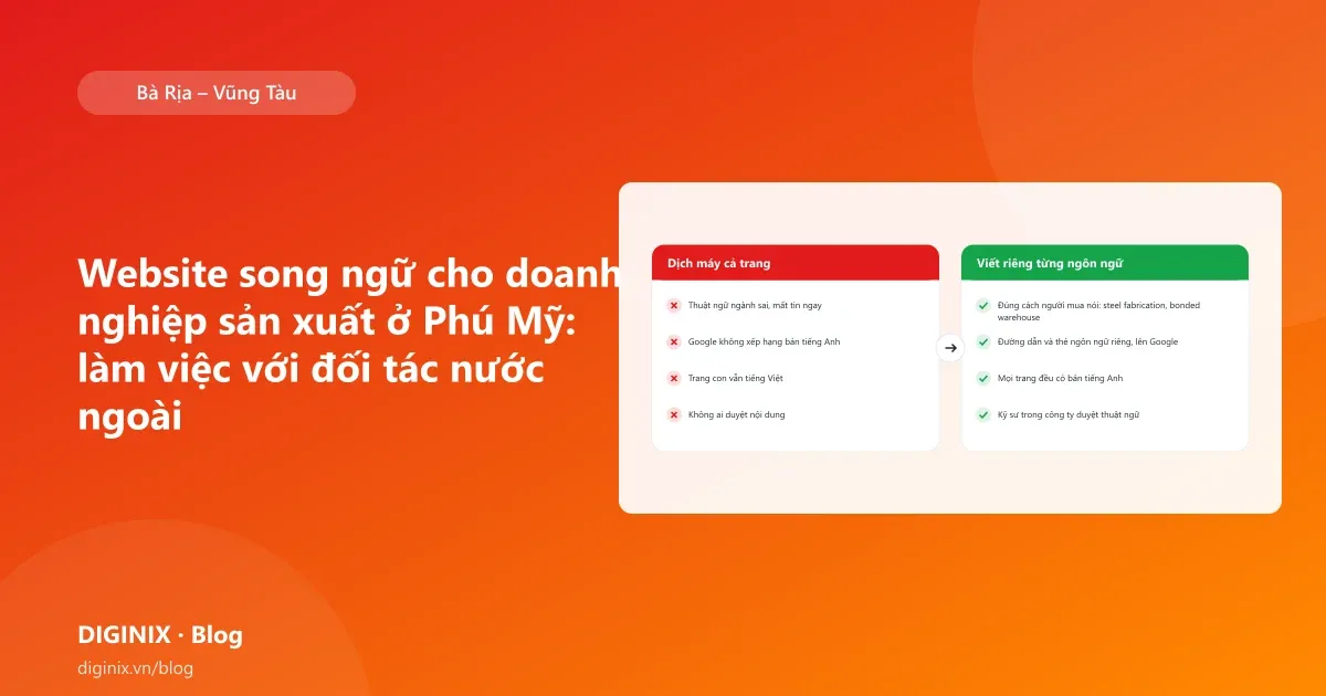 Minh họa website song ngữ Việt Anh của doanh nghiệp sản xuất trong khu công nghiệp Phú Mỹ